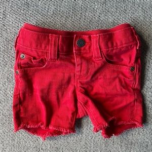 GAP baby red cut off shorts 3-6 months